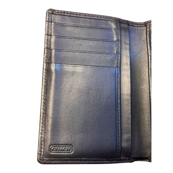 COACH Black Signature Jacquard Hampton Small Wallet trifold - Picture 4 of 5